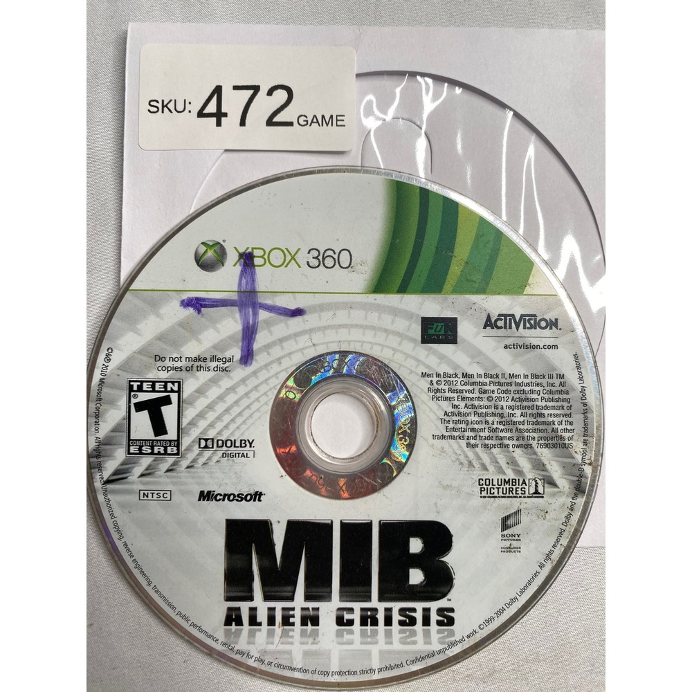 MIB Alien Crisis Microsoft Xbox 360